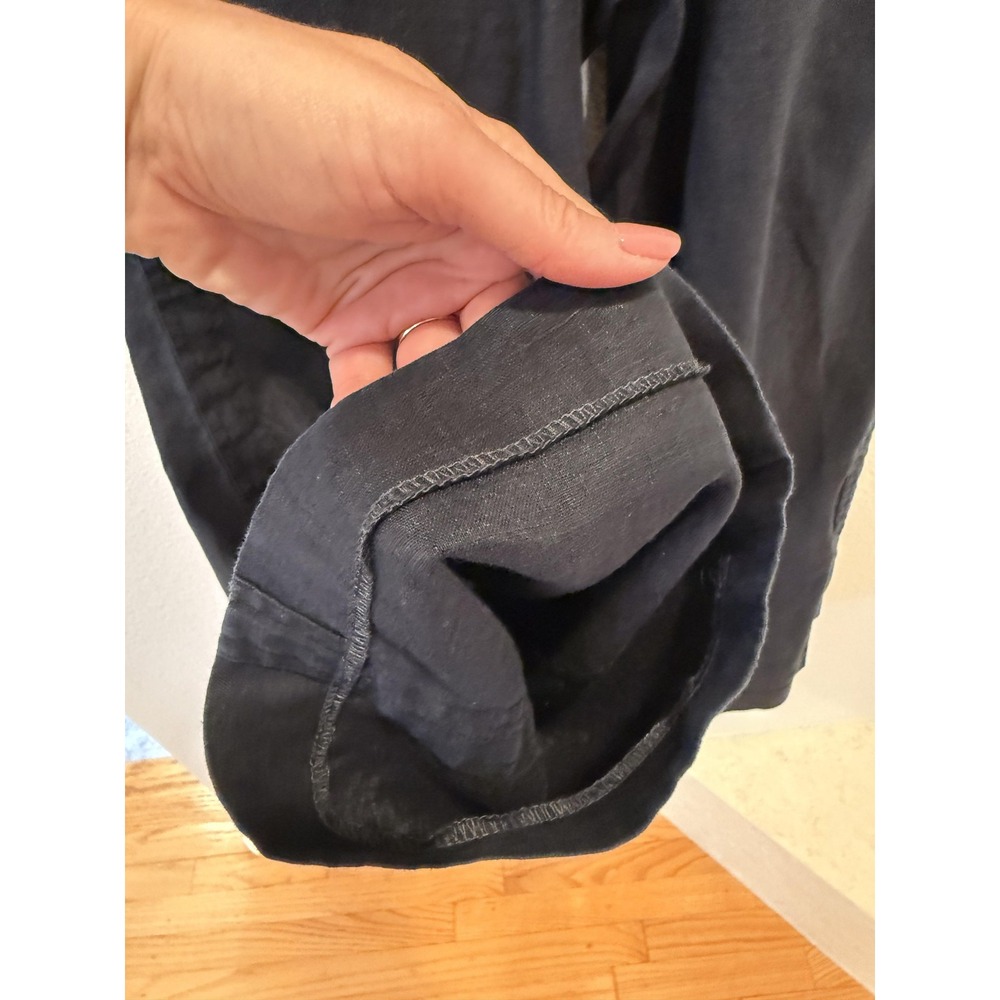 Quince Pants Womens Small Black Linen Cropped Wide Leg Drawstring Pull On - Picture 9 of 16